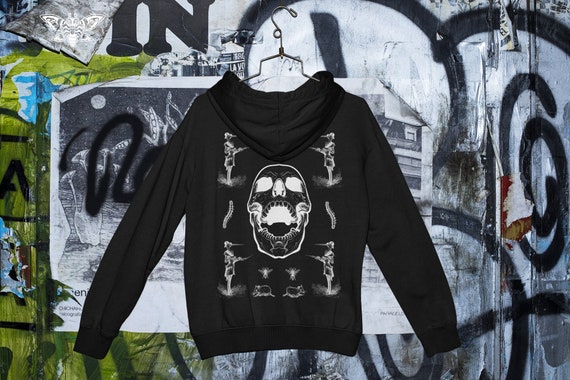Skull Zip up Hoodie skull Zipper grunge Clothing alt Clothing dark Academia mall Goth indie Clothing oversized Zipper Hoodie plague Doctor Etsy UK