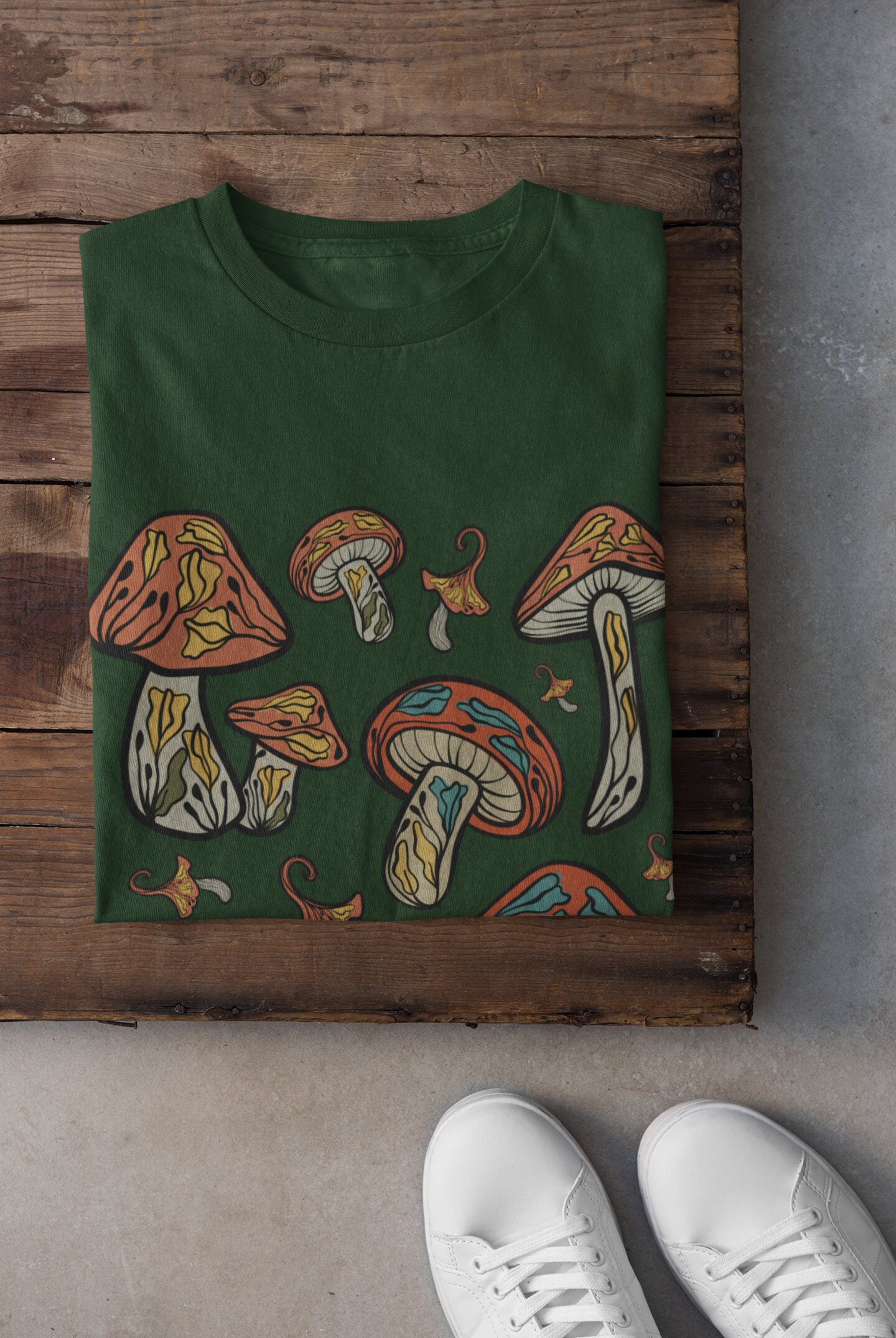 T-shirt dress - MUSHROOM MANIA mint - Colorful mushroom print main image 1