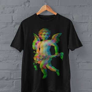 Y2k Angel Shirt, Pastel Goth Grunge Clothing, Weirdcore Tshirt, Cyberpunk Clothes, Vaporwave Alt Clothing, Glitch Angel T Shirt, Retro Y2k