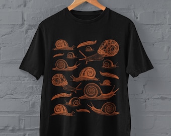 Cottagecore Snail T Shirt, Goblincore Goth , Grunge Fairycore Clothing, Witchy T Shirt, Dark Academia Aesthetic Shirt, Botanical Art Tshirt