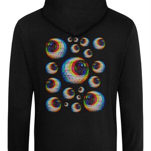 Glitch Eyes Hoodie, Grunge Clothing, Alt Clothing, Harajuku Clothes, Alternative Hoodies, Pastel Goth Clothing, Goblincore, Dark Cottagecore image 2