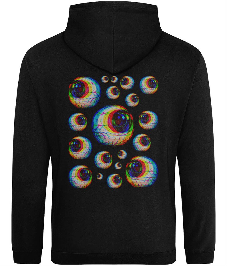 Glitch Eyes Hoodie, Grunge Clothing, Alt Clothing, Harajuku Clothes, Alternative Hoodies, Pastel Goth Clothing, Goblincore, Dark Cottagecore image 2