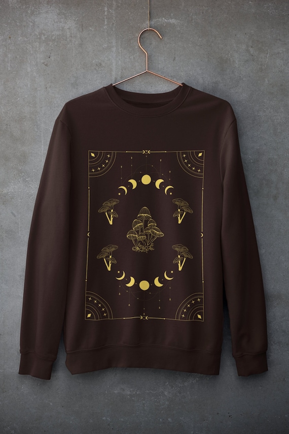 Celestial Mushroom Sweatshirt,Grunge Clothing,Mushroom Sweater,Fairycore Grunge,Goblincore Sweater,Grunge Clothes,Grunge Sweater, Mushrooms