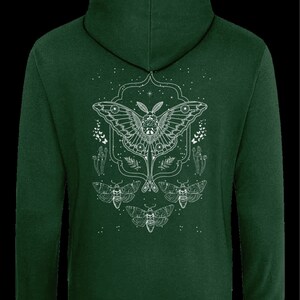 Mushroom Hoodie,Moth Hoodie,Dark Academia Hoodie,Fairycore Hoodie,Cottagecore Clothing,Goth Hoodie,Aesthetic Hoodie,Luna Moth,Alt Clothing image 4