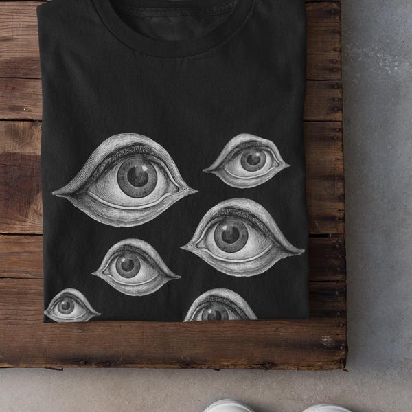 Indie Clothing, Alternative Clothing, Horror Aesthetic Clothing, Horror Eyes Shirt,Gothic Shirt, Grunge Pastel Goth Clothing,Pastel Goth Top