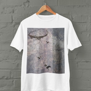 Futuristic Cyberpunk Art Shirt, Original Weirdcore Blimp Seahorse Tshirt, Nu Goth Grunge Alternative Clothing, Weird Unisex  Alt Clothes