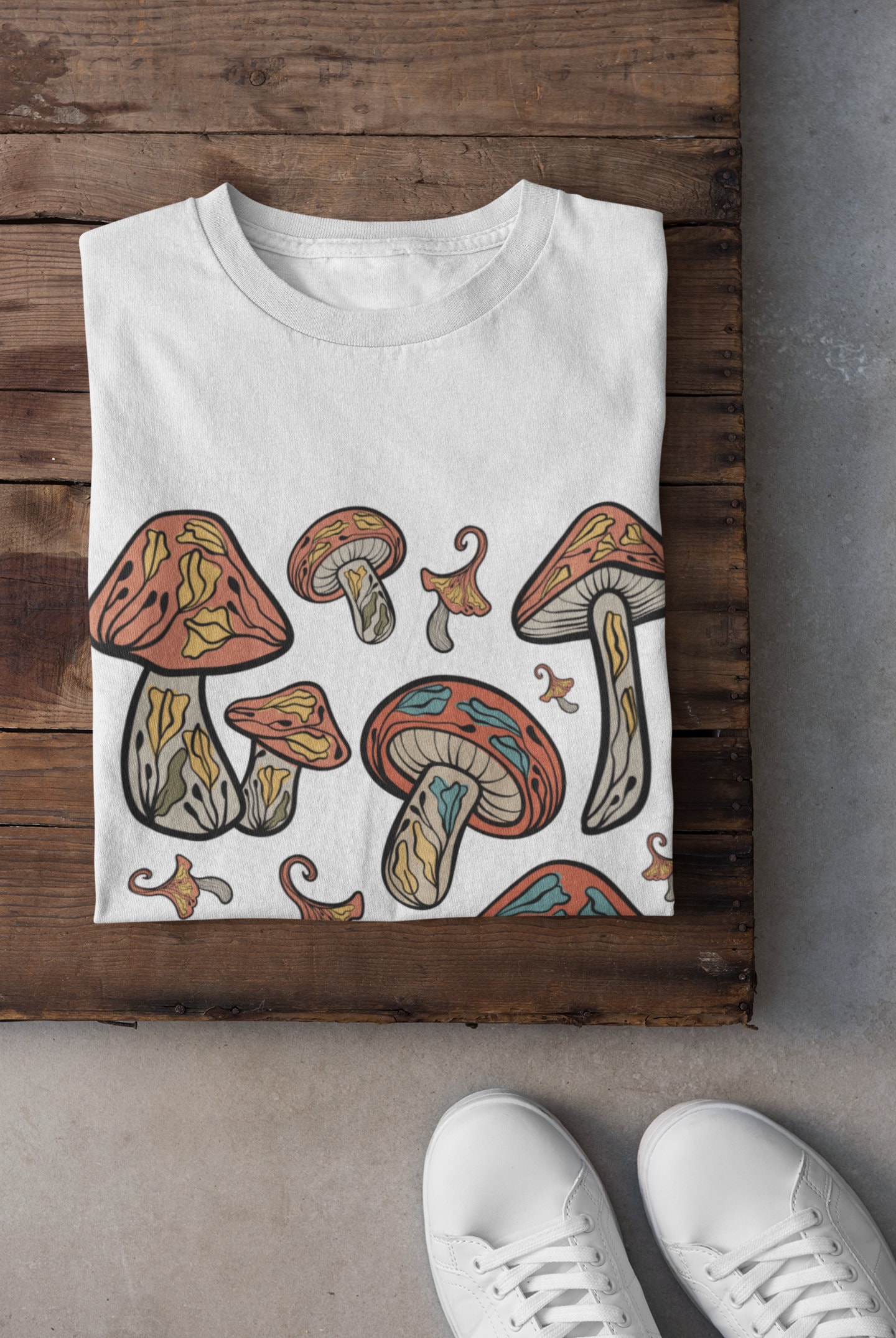 T-shirt dress - MUSHROOM MANIA mint - Colorful mushroom print main image 0