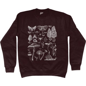 Moletom de cogumelo, suéter de cogumelo, suéter de traça, roupas grunge, roupas cottagecore, suéter fairycore, fungos, estética goblincore imagem 5