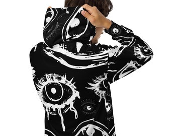 Eyes All Over Print Hoodie,grunge Clothing,alt Clothing