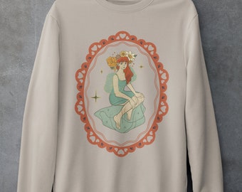Grunge Fairycore Sweatshirt,Cottagecore Clothing,Goblincore Alternative Fashion,Floral Fairy Sweater,Vintage Art Fairytale Fairy Grunge