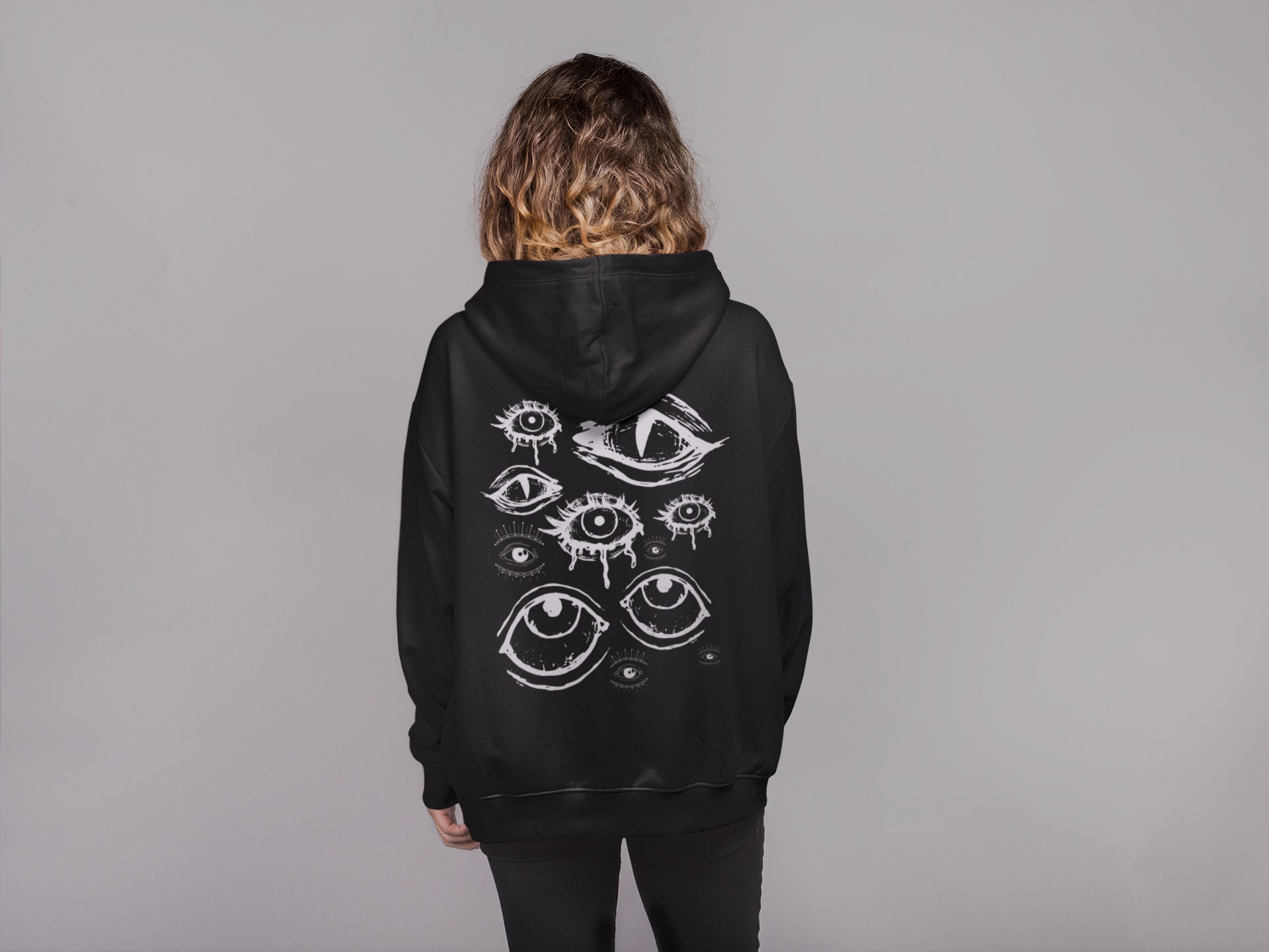 【mahagrid】23FW★ GRUNGE HOODIE APPLIQUE ZIP UP HOODIE[BLACK] - MAHAGRID