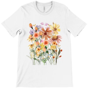 Pressed Flowers Tshirt, Boho Wildflowers Cottagecore Shirt, Oversized Vintage Botanical Tee, Pastel Floral Nature Shirt, Garden Lover Shirt image 8