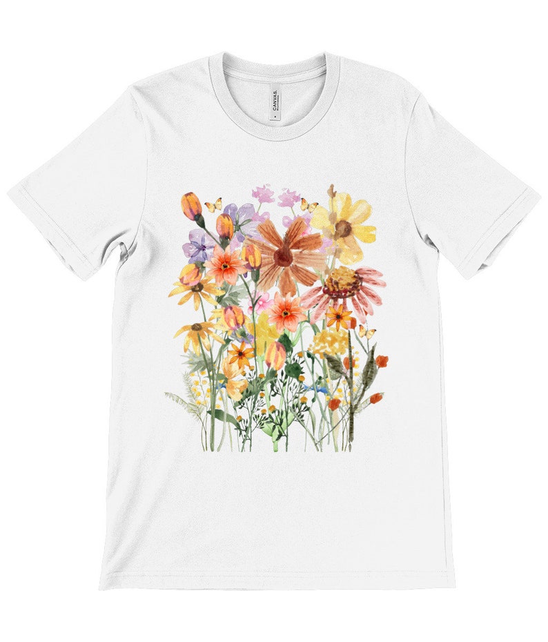 Pressed Flowers Tshirt, Boho Wildflowers Cottagecore Shirt, Oversized Vintage Botanical Tee, Pastel Floral Nature Shirt, Garden Lover Shirt image 8