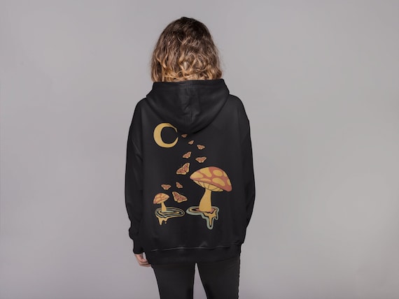 Mushroom Hoodie, Moth Hoodie, Cottagecore Clothing, Goblincore Clothing, Y2k Grunge Clothing, Fairy Grunge, Alt Clothing, Moth Sweatshirt