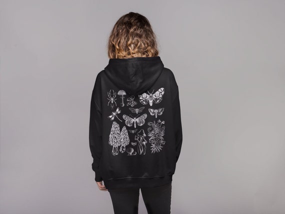 Cottagecore Hoodie, Mushroom Hoodie, Grunge Clothing, Fairycore Clothing, Indie Clothing, Soft Goth, Pastel Goth, Moth Hoodie, Dark Academia