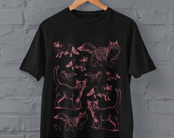 グランジファッション、オルタナティブファッション、モールゴス、トラッドゴス、キャットTシャツ、パステルゴス、ゴスシャツ、ダークアカデミア、奇妙なシャツ、シュールなTシャツ、パンク