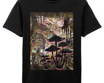 Overized Grunge T-shirt,alternative Mushroom Art Shirt,90s Grunge
