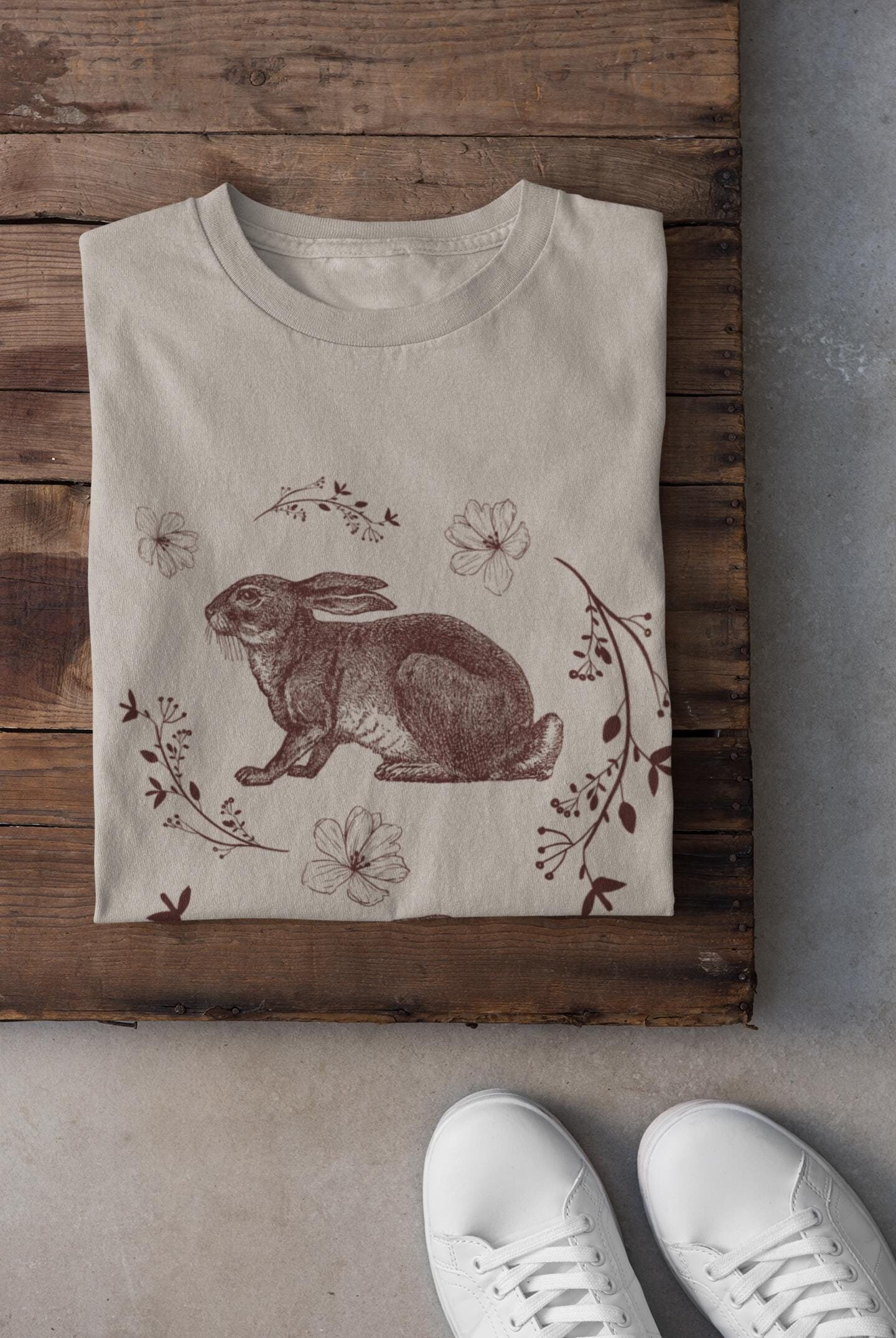 Cottagecore Fairy Rabbit Tshirt, Y2k Fairycore Grunge T Shirt, Pastel Goth Clothing, Goblincore Rabbits Flower Shirts, Botanical Wildflowers