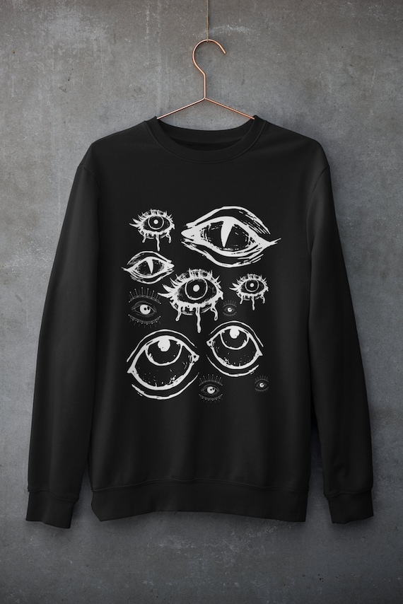 Vetements grunge vetements Alt Mall Goth Trad Goth Cadeaux uniques etranges Pastel Goth Pull Grunge Dark Academia Pull yeux Punk Etsy France