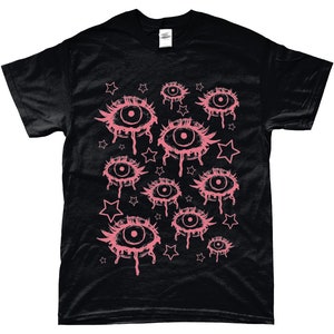Indie Clothing, Alternative Clothing, Horror Aesthetic Clothing, Horror Eyes Shirt,Gothic Shirt, Grunge Pastel Goth Clothing,Pastel Goth Top image 3