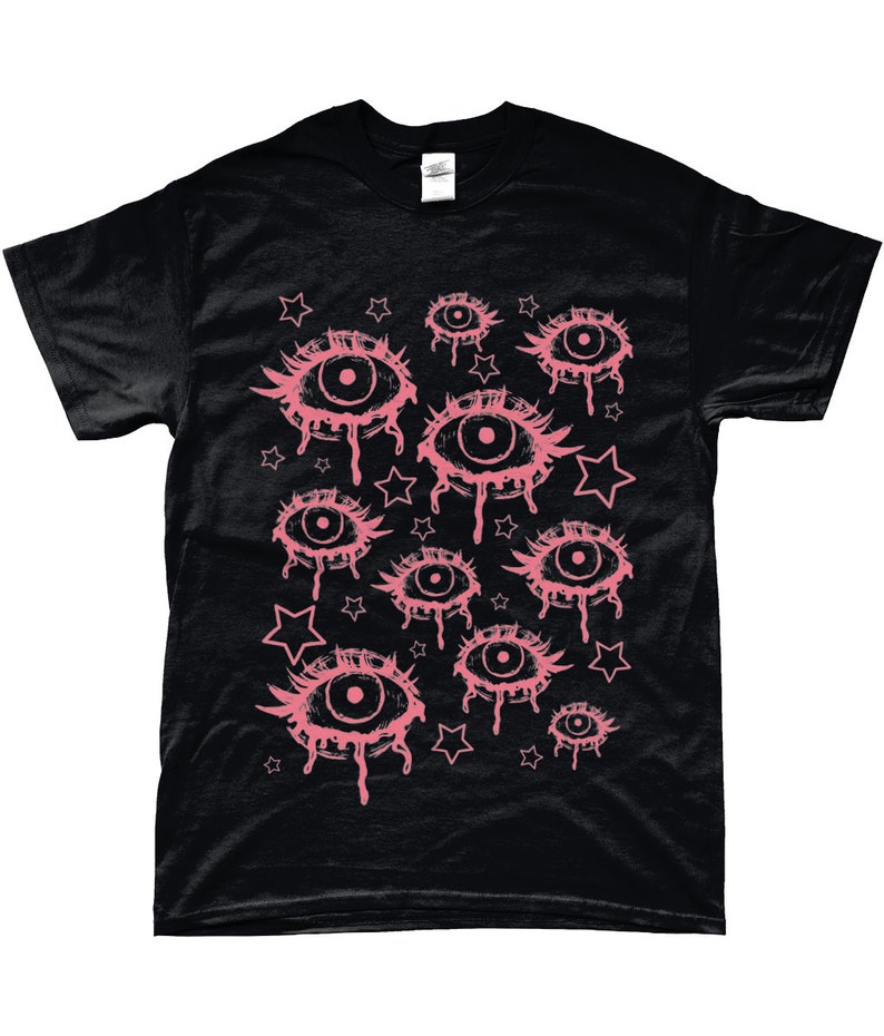 Indie Clothing, Alternative Clothing, Horror Aesthetic Clothing, Horror Eyes Shirt,Gothic Shirt, Grunge Pastel Goth Clothing,Pastel Goth Top image 3