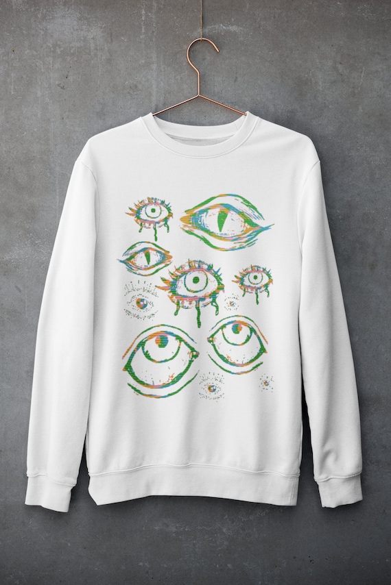Glitch Eyes Sweatshirt,grunge Clothing,alt Clothing,harajuku