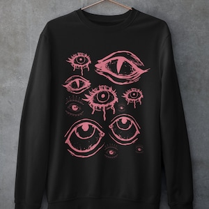 Glitch Eyes Sweatshirt,grunge Clothing,alt Clothing,harajuku