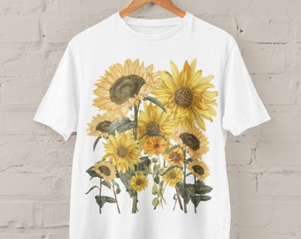 Koszulka Cottagecore Granola Girl Sunflower, Koszulka Botanical Wildflower, Koszulka Boho Flowers, Koszulka Fairycore Floral, Modne koszulki damskie