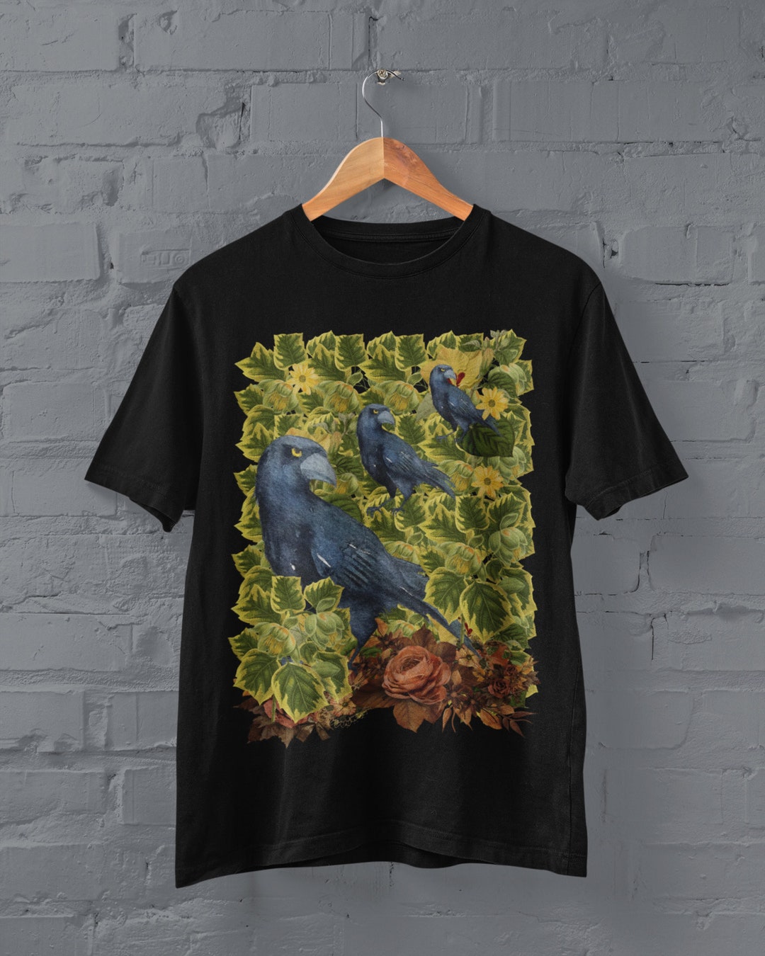 Gothic Cottagecore Raven Shirt,weirdcore Y2K Crow Tshirt,alt Clothing ...