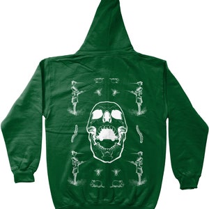 Bluza z kapturem z czaszką, zamek błyskawiczny z czaszką, odzież grunge, odzież alternatywna, Dark Academia, Mall Goth, odzież indie, duża bluza z kapturem z zamkiem, Plague Doctor zdjęcie 9
