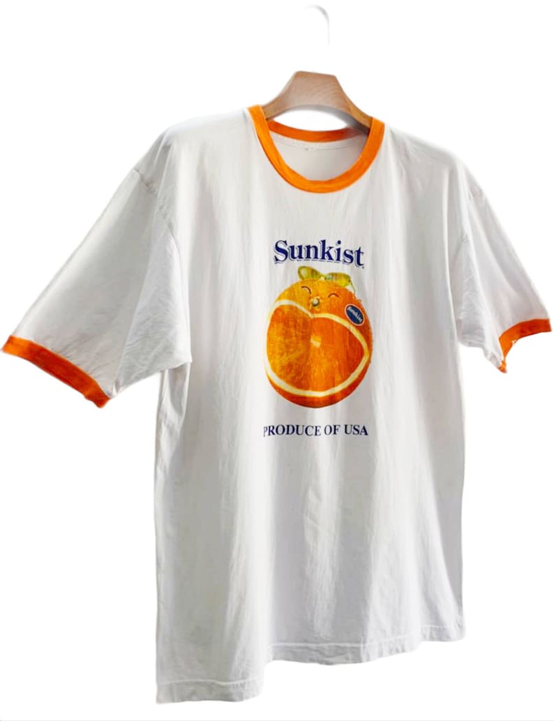 XL size SUNKIST Vintage 90s Promo Ads Ringer T shirt