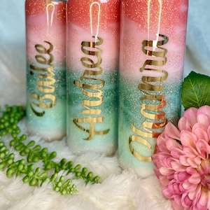 Tahitian Sunset Glitter Tumbler | Vacation Cup | Gift for Her | Bridal party gifts | Bridesmaid Tumbler | Bridesmaid Proposal
