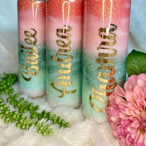 Tahitian Sunset Glitter Tumbler, Glitter tumbler, Sunset tumbler, Personalized tumbler, Custom gifts, Gift for her, Bridal party gifts