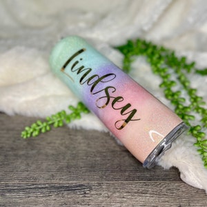 Pastel Tumbler, Personalized Glitter Tumbler, Ombre Tumbler, Beach Cup, Pastel Rainbow Tumbler, Rainbow Cup, Birthday gift, Gift for her