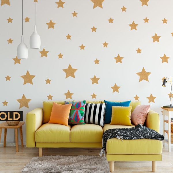 Gold Star Wall Decals Etsy UK