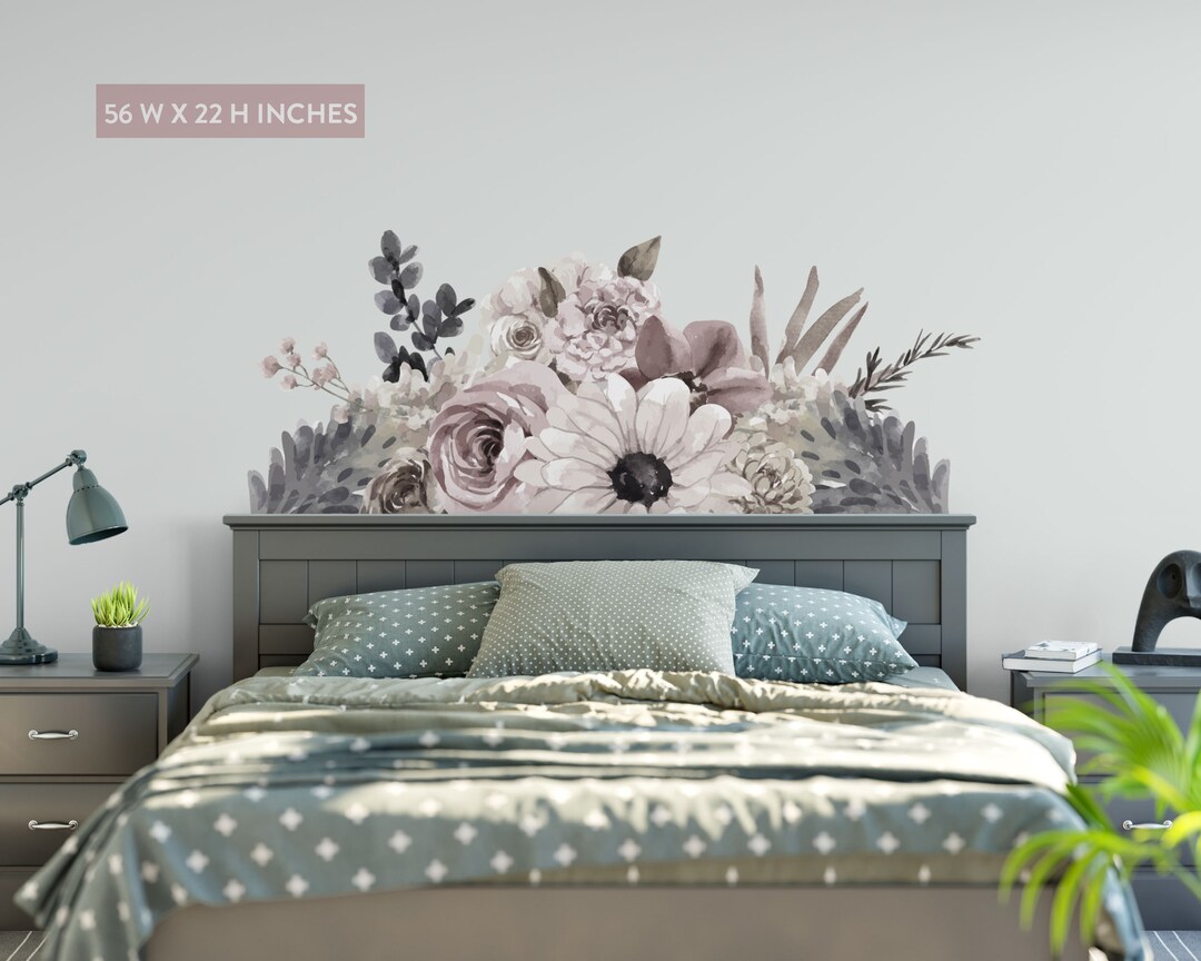 Pansy Headboard Flowers Wall Stickers, Watercolor Border Wall Decals