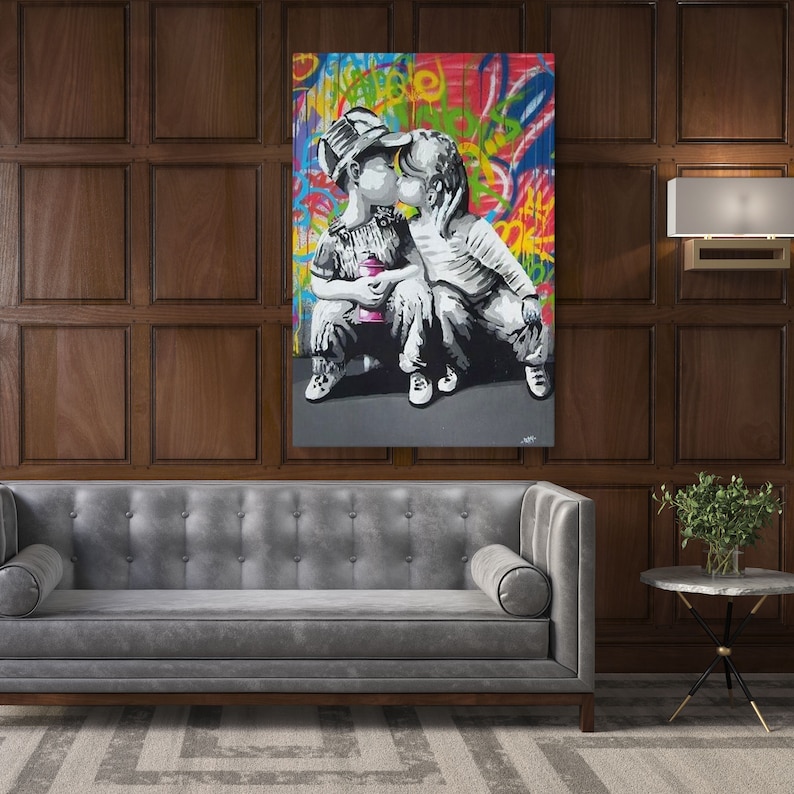 Framed Canvas banksy Street Art Banksy Canvas Print Banksy Etsy