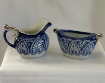 Vintage Bombay Company Arabesque (“Tile” Pattern) Creamer & Sugar Set