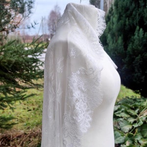 Full Lace Mantilla Veil Ivory Chantilly Lace , Bridal Veil Elegant Wedding Accessory