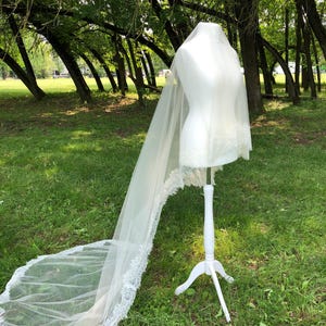 Two Tier Chantilly Lace Veil Blusher in Shampagne with comb