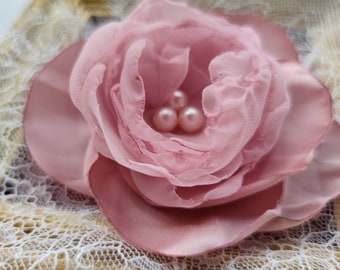 Pink Fabric Brooch, Large Silk Flower Pin for Dress, Elegant Dress Accessory, Perfect Mother’s Day Gift