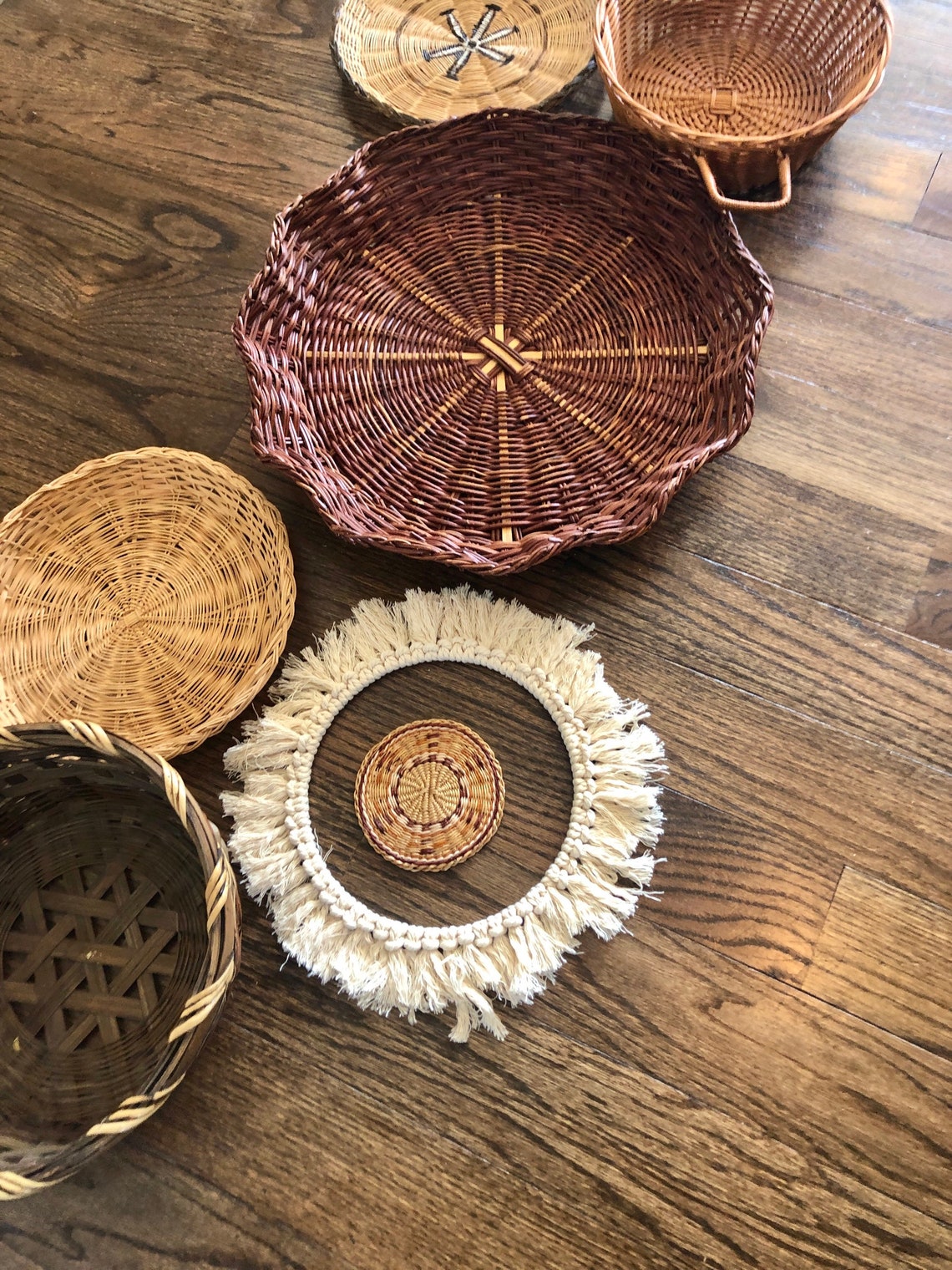 Bohemian basket wall decor Etsy