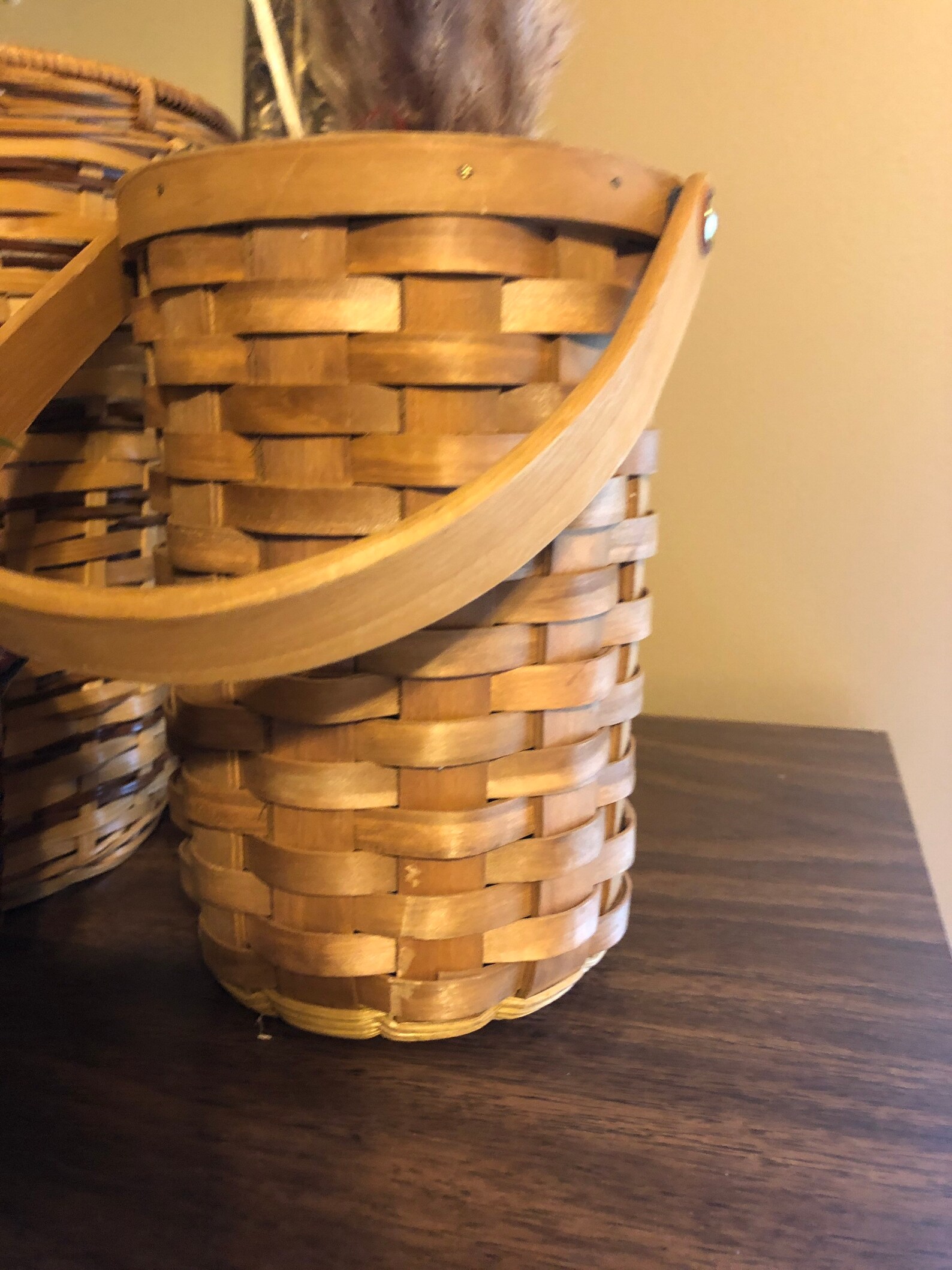 Vintage wicker plant baskets set of 3 Etsy