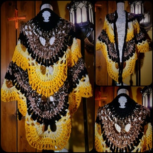 Oversized Death's head hawkmoth crochet shawl, wrap, Silence of the Lambs, Hannibal, goth, caplet, Clarice, skull, cosplay, death moth