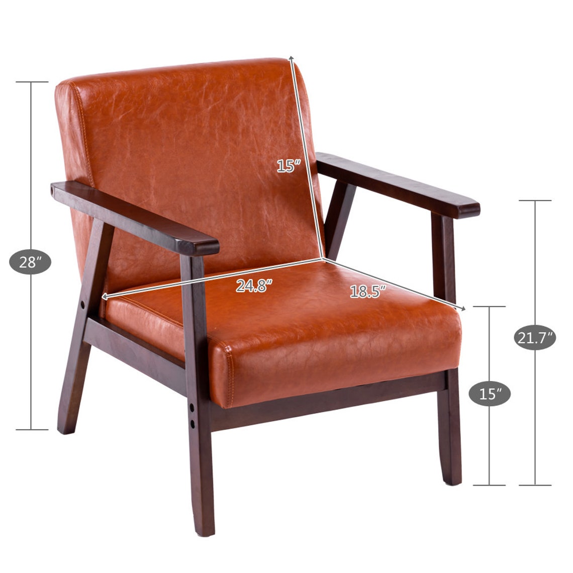 Retro Burnt Orange Armchair / Wood Frame Accent Chair / Faux | Etsy
