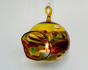 Glaskugel mundgeblasen, für Teelichter, Glaskugel zum aufhängen, besondere Dekoration,  Handarbeit Made in Germany,Geschenk
