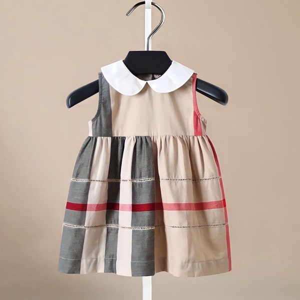 Luxury Plaid Dress for Toddler Girl, Cute Plaid Dress Up Clothes, Kids Dress for Special Occasion