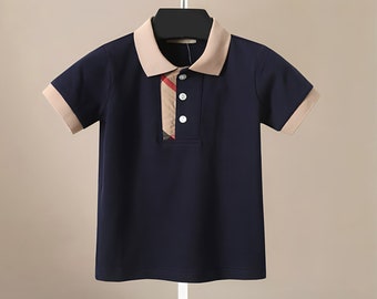 Boy Polo Top,  little boy polo, boy preppy shirt, boy dress shirt, Formal boy polo, Designer Style polo top, Toddler Boy Polo, Baby Polo