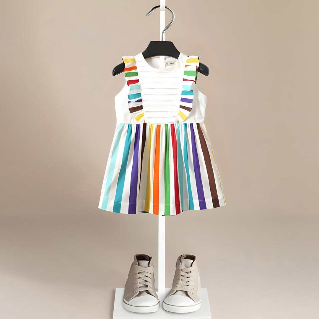 Little Girls Rainbow Dress, Toddler Dress, Baby Girl Dress, Summer Lightweight Cotton Dress ...