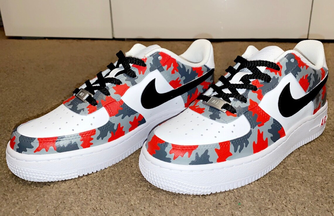 grey and white camo air force 1